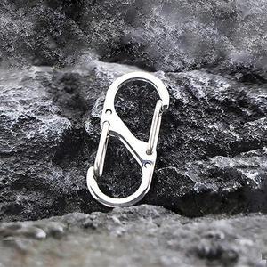 S유형 스테인레스 스틸 미니 Carabiner 잠금 키 체인 후크  방지 야외 캠핑 배낭 버클
