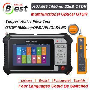 AUA565 OTDR 광섬유 반사계 터치 스크린 VFL OLS OPM 이벤트 맵 이더넷 케이블 테스터, 4 개 언어, 1650nm
