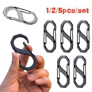 S모양의 Carabiner 스테인레스 스틸 금속 더블 후크 키 체인 캠핑 낚시 여행을위한 작은 스프링 클립