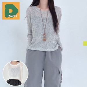 거즈티셔츠 얇은 여성 긴팔 이너 봄 블라우스 티 망사 시스루 라운드 레이어드 입술 거즈면 여름 티셔츠
