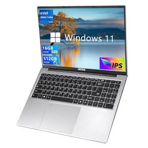 펀예트 16인치 게이밍 노트북, 노트북 컴퓨터 2025 윈도우 11 프로, 16GB RAM 512GB SSD, 인텔 12세대 N95 프로세서(최대 3.4GHz), 백라이트 키보드, 지문 잠금 해제, FHD 1920 * 1200