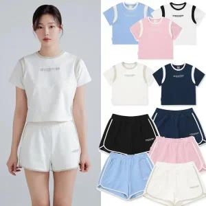 [디스커버리](강남점)[강남점 단독] 디스커버리 여성 크롭 반팔 티셔츠 / 반바지 택1 DWTR46041/DWTB46041