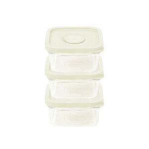 글라스락 햇밥용기 코코넛밀크 정사각소, 440ml, 3개