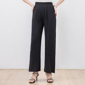 여성 여름 쿨링 세미 와이드 일자 팬츠 블랙 A+SIMPLE