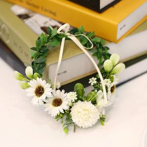 핸드메이드 폼폼데이지 미니조화 리스 납골당 꾸미기 꽃 장식
