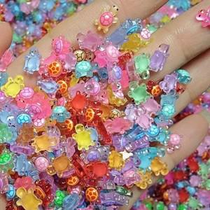 100Pcs 미니 수지 거북이 밤에 빛나는 아크릴 작은 마이크로 조경을위한 동물 피규어