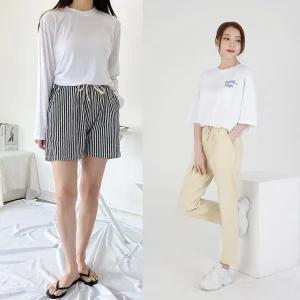 마바지 8부 9부 밴딩 워싱 면 반바지 여름옷 배기 썸머룩 4부 여름 린넨바지 여성