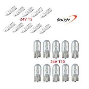 지노기업/BI0 라이트/번데기전구/24V T10/T5/10T/5T/실내등/미등/넘버등/10개/화물차/대형트럭/박스포장