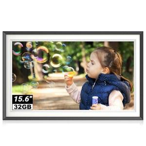 디지털 액자, 15.6인치 32GB 대형 WiFi 액자 전자 1920 * 1080 IPS FHD 터치스크린, 슬라이드쇼, 자동 회전, 벽걸이, 휴대폰 앱에서 사진과 동영상을 쉽게 로드할 수 있습니다