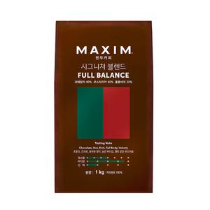 동서 맥심 시그니처 블렌드 풀 밸런스 커피 원두 1kg (로스팅 홀빈)