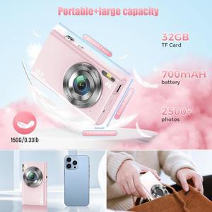 용 미니 소형 자동 초점 카메라 4K 디지털 28 인치 대형 스크린 캠코더 HD 48MP  촬영용 가방 포함