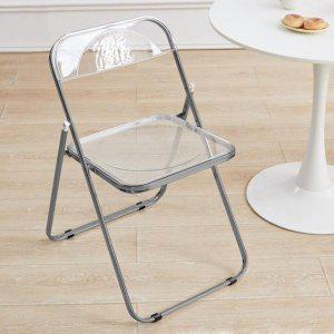 클리어 스틸 체어 4color 인테리어의자 접이식의자 서브체어 카페의자 아크릴의자