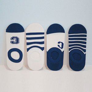 컬러 스트라이프 네이비 양말 페이크 발목 편한