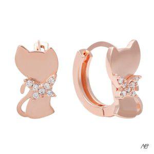 금침 선물 고양이 귀걸이 핀 14K 로즈 하트