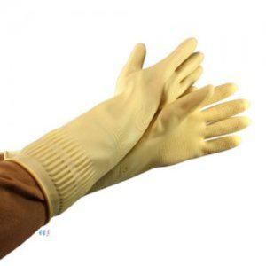 고무장갑 위생 청소용 아이보리 주방세척 꽃밴드 기모형 장갑