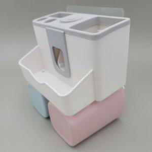 반자동치약짜개 부착식 2컵 칫솔꽂이 칫솔거치대 칫솔