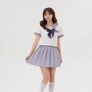 교복 라이트퍼플 복고 유니폼 반팔 세라복 학생복 스타일
