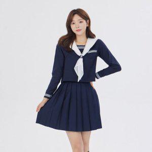 교복 세라복 네이비 화이트라인 복고 스타일 마린 유니폼