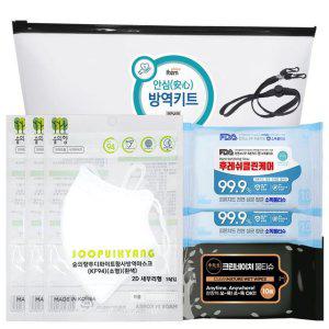 다솜 어린이 위생키트x10개 소형마스크 항균티슈 물티슈 마스크스트랩 지퍼파우치완포장
