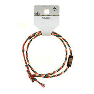 불교 기원 팔찌 오방색 수제 2단 행운 띠 합장주 염주 (돼지)