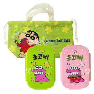 짱구 2단 도시락통 가방 세트 초코비 1P 찬합 피크닉