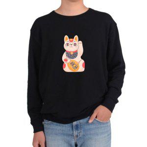 맨투맨 일본 고양이 인형 소품 마네키네코 복고양이그림 모든사이즈