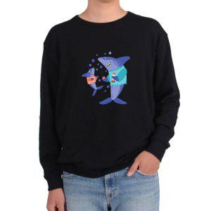 맨투맨 상어엄마 상어아이 식사시간그림 모든사이즈