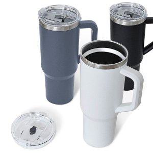 1.12L 대용량 텀블러 스테인리스 304  빨대 손잡이
