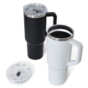 1.12L 대용량 텀블러 블랙 스테인리스 304 빨대 손잡이