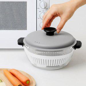 전자레인지 전용 찜기 오븐 내열유리 원형그릇 1L 1.5L