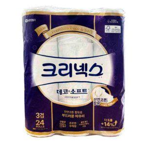 크리넥스 데코 소프트 3겹 화장디 24롤 대용량 휴지