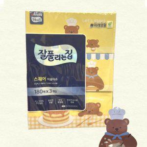 잘풀리는집 스퀘어 미용티슈 180매 x 3개입 각티슈