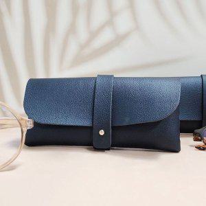 주머니 가죽 심플 안경 파우치 블랙 케이스