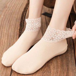 레이스 시스루 실리콘 얇은 양말 페이크삭스 여