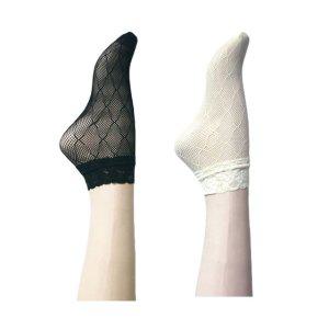 여름 무지 망사 면 레이스 발목 아이보리 삭스