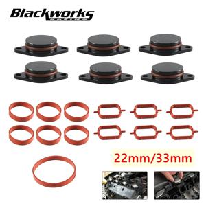 6PC 소용돌이 플랩 블랭크 수리 BMW M47 M57 E39 E87 E60 6 실린더 용 흡입 매니 폴드 가스켓 씰이있는 키트 22mm/33mm 삭제