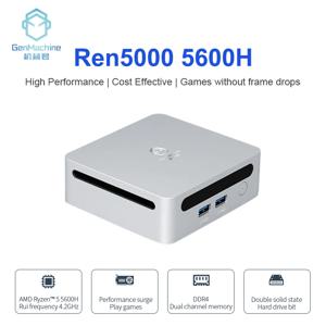 GenMachine AMD 5600H 미니 PC Windows 11 3.3GHz 최대 4.2GHz 2*DDR4 최대 지원 64GB RAM 게임용 PC WIFI6 Diy 게임용 컴퓨터