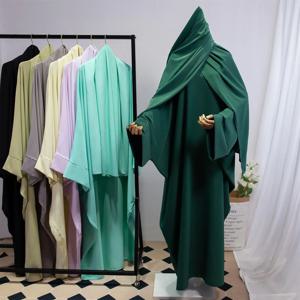 두 조각 이슬람 Abaya 여성 Jilbab 이슬람 Hijab 의류 두바이 사우디 가운 터키 겸손기도 드레스 느슨한 Kaftans