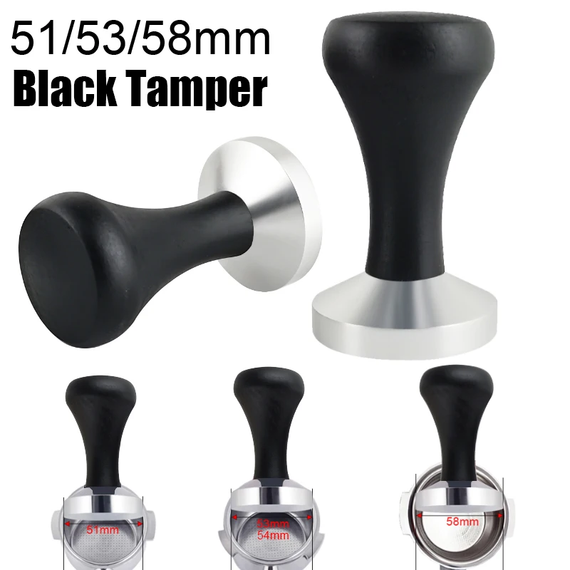 51mm/53mm/58mm 에스프레소 탬퍼 블랙 우드 핸들 디스트리뷰터 커피 탬퍼 액세서리 51/54/58mm Portafilters 용 도구