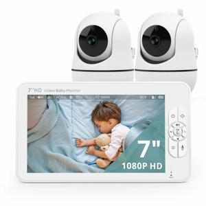 Babystar 7인치 HD 분할 화면 비디오 베이비 모니터 WiFi 없음, 베이비 카메라 모니터, 해킹 방지, 원격 줌/팬/틸트, 4000mAh 배터리