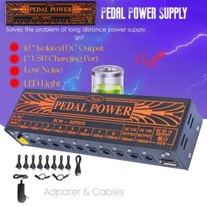 Rowin 기타 페달 전원 공급 장치 10 절연 DC 출력 9V 12V 18V 소스 이펙터 전원 공급 장치 1 USB 충전 포트 금속 쉘