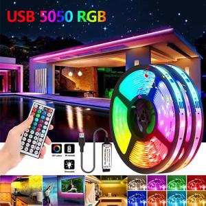 5050 RGB LED 스트립 조명, 44키 리모컨 포함, 5m 10m 20m RGB 조명 스트립, 파티, 홈데코, TV 백라이트용 자가 접착