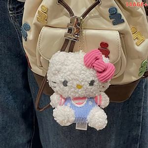 귀여운 Sanrio 헬로 키티 봉제 인형 열쇠 고리 학교 가방 배낭 키 소녀 생일 선물 장난감에 대한 펜던트 소품