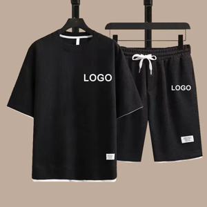 사용자 정의 인쇄 티셔츠 짧은 바지 2 피스 양복 남자 여름 패션 짧은 소매 Tracksuit 세트 반바지 streetwear 티셔츠