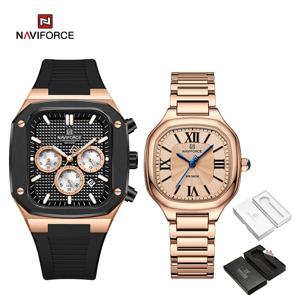 NAVIFORCE 남녀공용 연인 시계, 캐주얼 패션 원피스 손목시계, 방수 날짜 시계, 커플 시계 선물 세트 판매