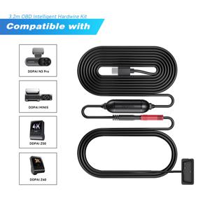 DDPAI Dash Cam 스마트 OBD 하드웨어 키트는 모델 N1 듀얼, N3 Pro, N5 듀얼, Z50,Z60과 호환됩니다. 24시간 주차 모니터 활성화