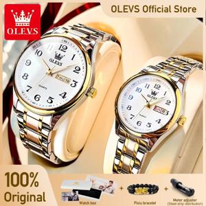 OLEVS 커플 쿼츠 시계, 방수 야광 손목시계, 연인 데이트용, 남녀공용, 심플한 패션, 탑 브랜드
