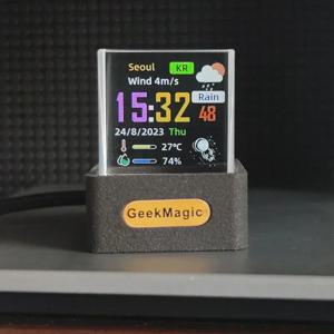 GeekMagic GIFTV 크리스탈 큐브 사진 디스플레이 홀로그램 데스크탑 스마트 기상 관측소 GIF 애니메이션 앨범이 포함된 디지털 시계