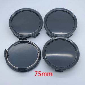 4Pcs 75mm 자동차 차량 휠 허브 센터 캡 커버 새로운 ABS 블랙 실버 유니버설 고품질 내구성 외관 자동차 액세서리