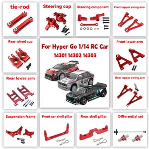 MJX Hyper Go 14301 14302 14303 RC 자동차 금속 스티어링 컵 상부 하부 스윙 암 세트 충격 타워 브래킷 바디 포스트 업그레이드 부품